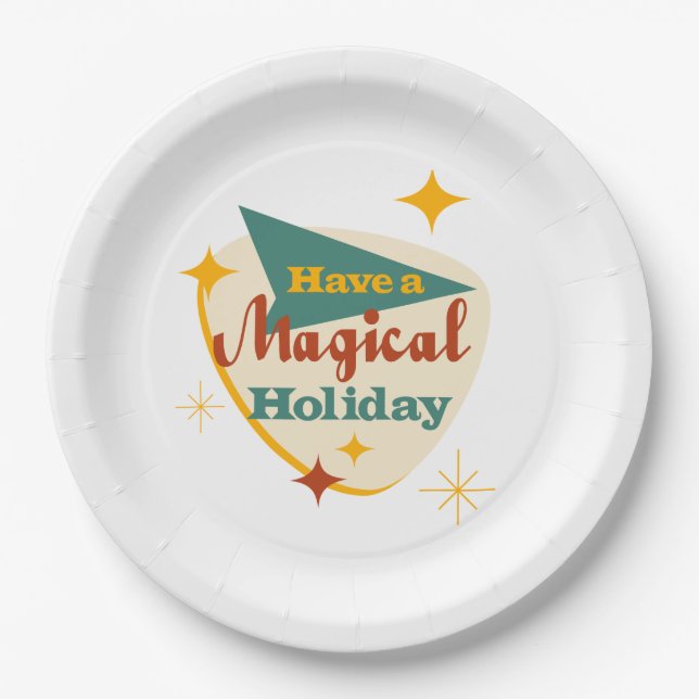 Plato De Papel Tener un cartel de época de festividad mágica (Anverso)