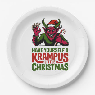Plato De Papel Tenga un pequeño Krampus Navidad Krampus L
