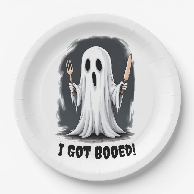 Plato De Papel Tengo Fantasma De Halloween (Anverso)