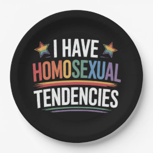 Plato De Papel Tengo Tendencias Homosexuales Orgullo LGBTQ Arcoír