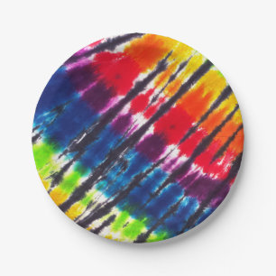 Plato De Papel Teñido anudado del arco iris