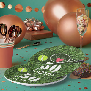 Plato De Papel Tenis 50.ª pelota de tenis de cumpleaños y amor po