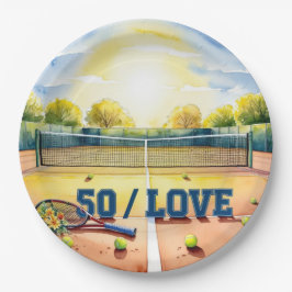 Plato De Papel Tenis 50.ª pelota de tenis de cumpleaños y amor po