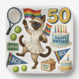 Plato De Papel Tenis 50 años para los amantes del gato