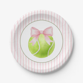 Plato De Papel Tenis con franja rosa