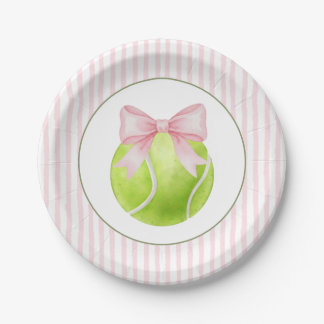 Plato De Papel Tenis con franja rosa