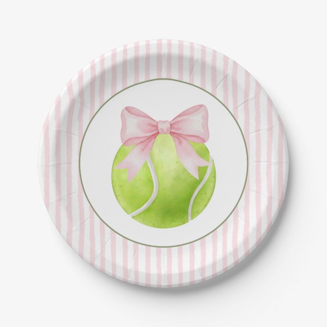 Plato De Papel Tenis con franja rosa (Anverso)