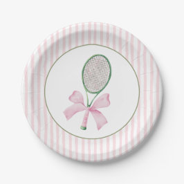 Plato De Papel Tenis de franja rosa