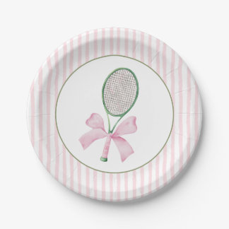 Plato De Papel Tenis de franja rosa