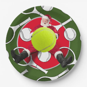 Plato De Papel Tenis de Navidad con Papá Noel