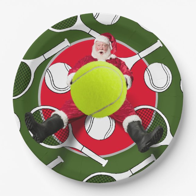 Plato De Papel Tenis de Navidad con Papá Noel (Anverso)