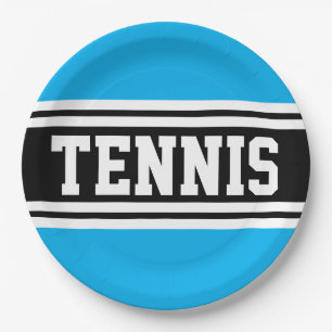 Plato De Papel TENIS Divertido Negrita Azul Azure Negro Rayas de