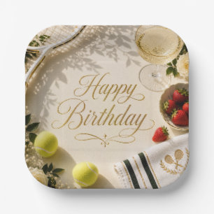 Plato De Papel Tenis Feliz Cumpleaños