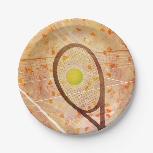 Plato De Papel Tenis femenino "Tennis Love" (Anverso)