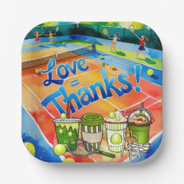 Plato De Papel Tenis Gracias fiesta con raqueta y pelota