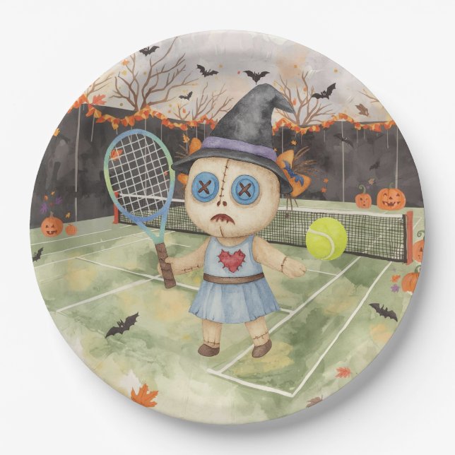 Plato De Papel Tenis Halloween para jugador de tenis (Anverso)