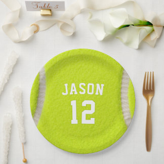 Plato De Papel Tenis Personalizado con Nombre y Edad