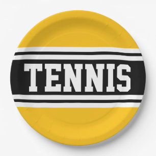 Plato De Papel TENIS Rayas Deportivas Amarillo Naranja Negro