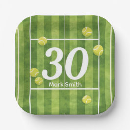 Plato De Papel Tennis 30th Birthday Balls on the court 