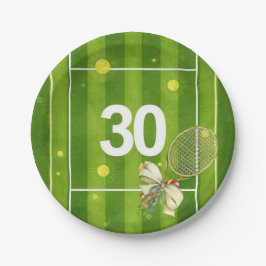 Plato De Papel Tennis 30th Birthday Balls on the court 