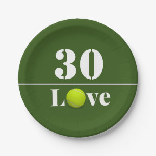 Plato De Papel Tennis Ball 30 cumpleaños con amor