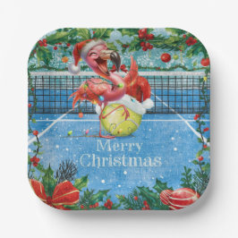 Plato De Papel Tennis Christmas with Flamingo themed 