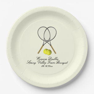 Plato De Papel Tennis Doubles Cream