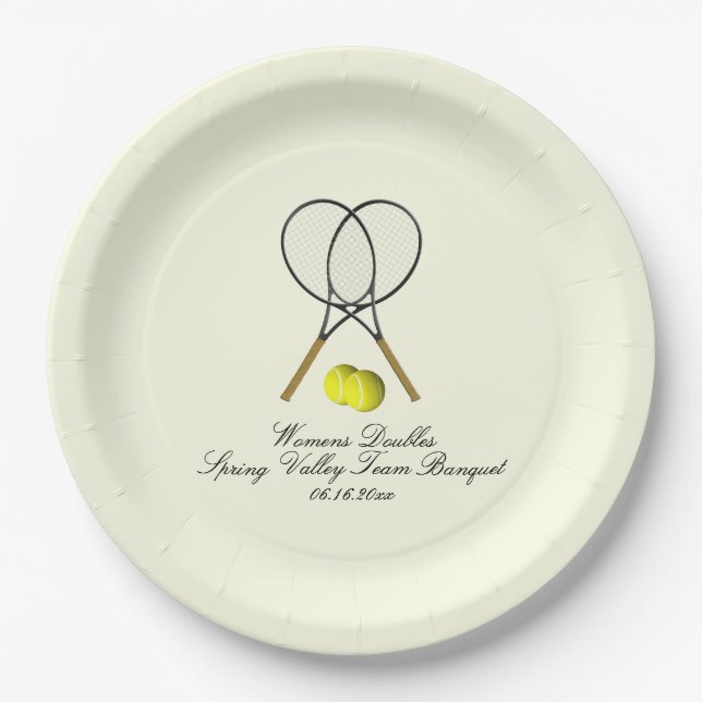 Plato De Papel Tennis Doubles Cream (Anverso)