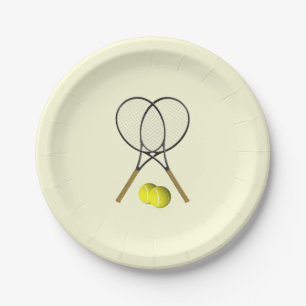 Plato De Papel Tennis Doubles Cream