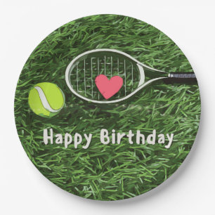 Plato De Papel Tennis Happy Birday