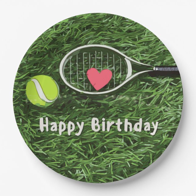 Plato De Papel Tennis Happy Birday (Anverso)
