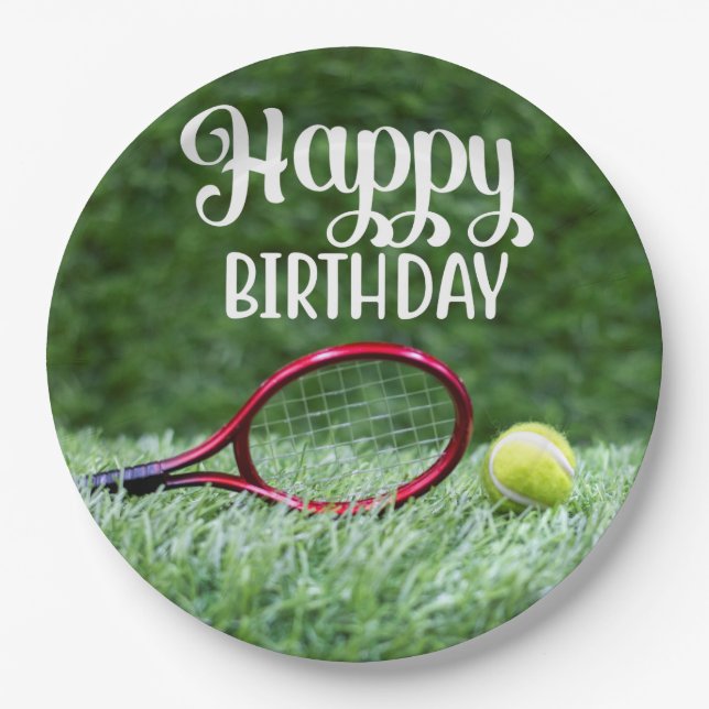 Plato De Papel Tennis Happy    BirthdayPaper Plates (Anverso)