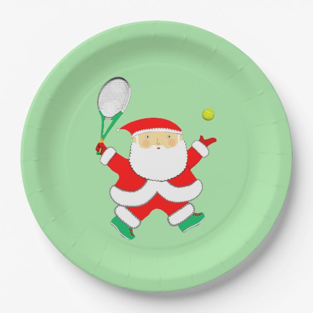 Plato De Papel Tennis Holiday Party (Anverso)
