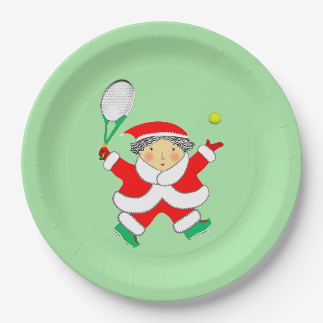 Plato De Papel Tennis Holiday Party (Anverso)