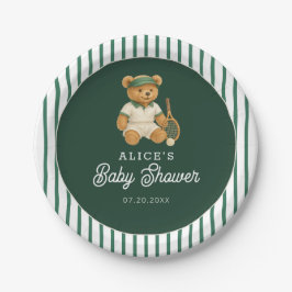 Plato De Papel Tennis Preppy Bear Baby Shower