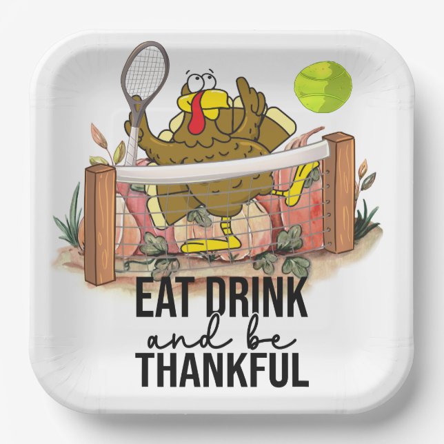 Plato De Papel Tennis Turkey Thankending personalizado graciosa N (Anverso)