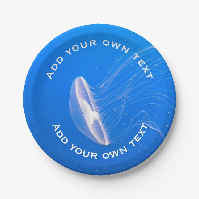 Plato De Papel Tentáculos de medusas Personalizado azul brillante (Anverso)