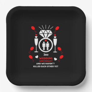 Plato De Papel Tercer aniversario Boda de hombres gay