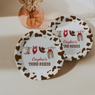 Plato De Papel Tercer Rodeo Vaquero Occidental Cumpleaños 3