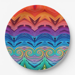 Plato De Papel Término de usuario multicolor Swirls Colorful