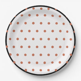 Plato De Papel Terra Cotta Polka Dots Black Trim