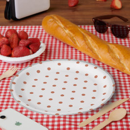 Plato De Papel Terra Cotta Polka Dots Gray Trim