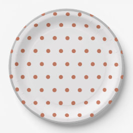 Plato De Papel Terra Cotta Polka Dots Gray Trim