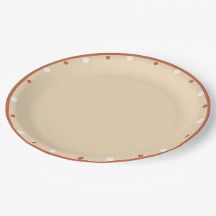 Plato De Papel Terracota de arena con lunares blancos