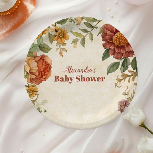Plato De Papel Terracota Floral Baby en Bloom Baby Shower (Subido por el creador)