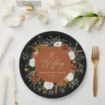 Plato De Papel Terracota floral rústico elegante boda moderno<br><div class="desc">Rústica acuarela floral decoración de platos de papel para fiestas de boda. Con hermosos detalles de color de agua de roya,  terracota,  pampas naturales,  negras,  azul marino y verde salvia eucalipto. Este moderno diseño boda le permitirá disfrutar de un gran día.</div>