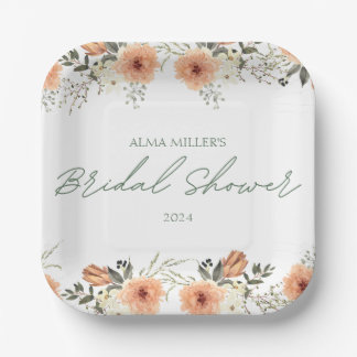 Plato De Papel Terracota Flower Bridal Shower