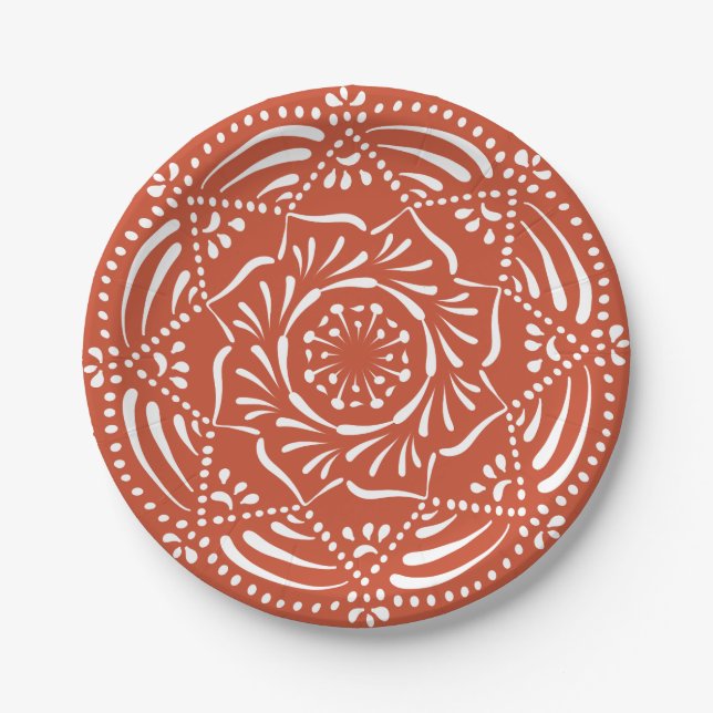 Plato De Papel Terracota Mandala (Anverso)