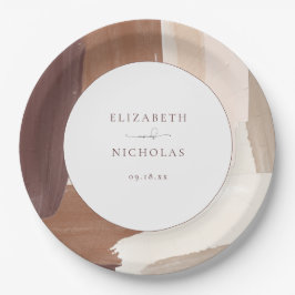 Plato De Papel Terracota moderna | Boda de monograma