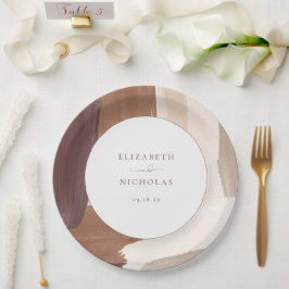 Plato De Papel Terracota moderna especiada | Boda con monograma